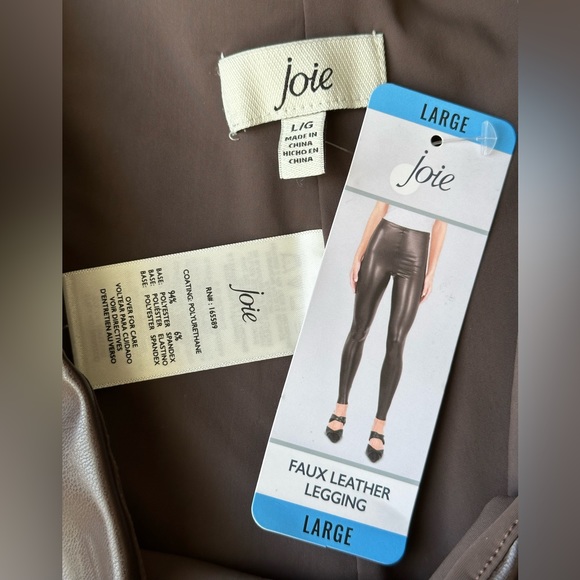 Joie Faux Leather Leggings in Espresso size Large NWT - Picture 6 of 13